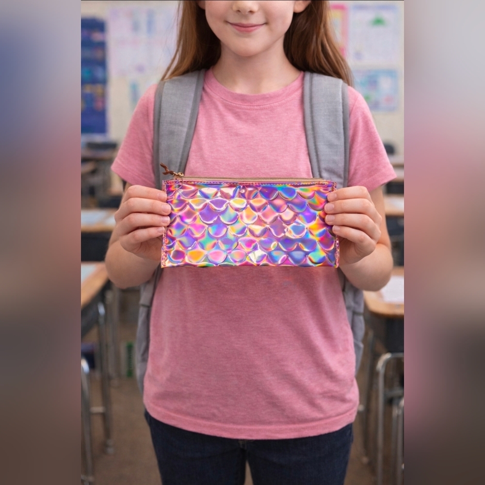 ✨️𝑴𝒂𝒌𝒆 𝒂𝒏 𝑶𝒇𝒇𝒆𝒓✨️•Iridescent Mermaid Scale Pencil Pouch/Bag